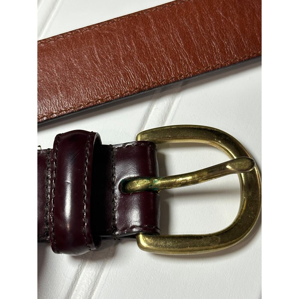 Vintage Coach Model 3921 Burgundy Leather Belt Solid Brass Buckle - Picture 9 of 9
